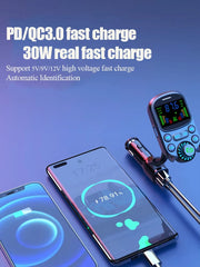 bluetooth 5.3 car fm transmitter with pd and qc3.0 charging, view 3 - MRSLM