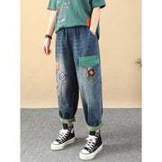 embroidered patchwork harem jeans, view 2 - MRSLM