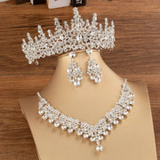 Crystal bridal jewelry set with choker, earrings and tiara, view 7 - MRSLM