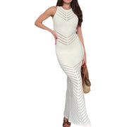 white sleeveless long dress, view 5 - MRSLM
