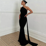 inclined shoulder maxi long dress - MRSLM