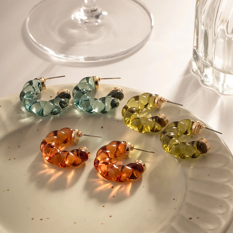 resin twist hoop earrings, view 8 - MRSLM
