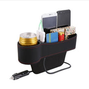 leather car seat gap organizer with dual usb, view 9 - MRSLM