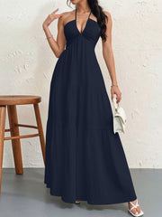 backless halterneck maxi dress, view 11 - MRSLM