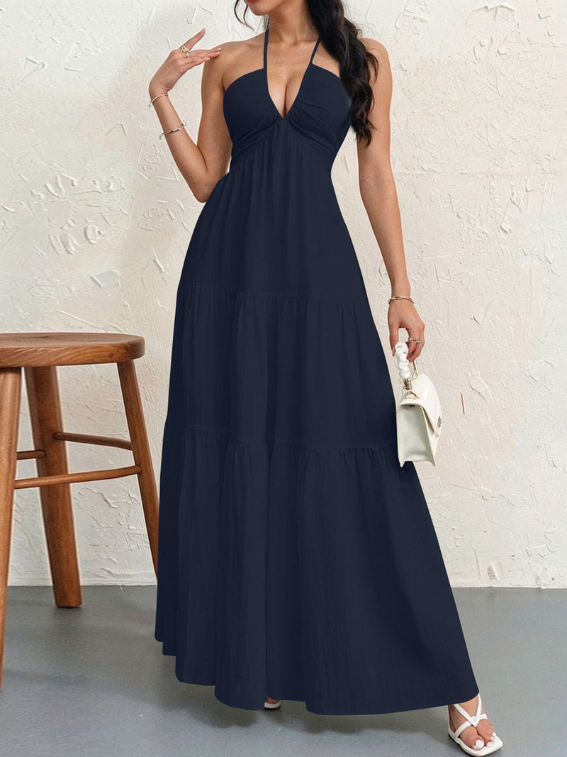 backless halterneck maxi dress, view 11 - MRSLM