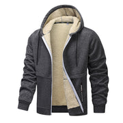 Men's sherpa lined zip-up hoodie jacket, view 4 - MRSLM