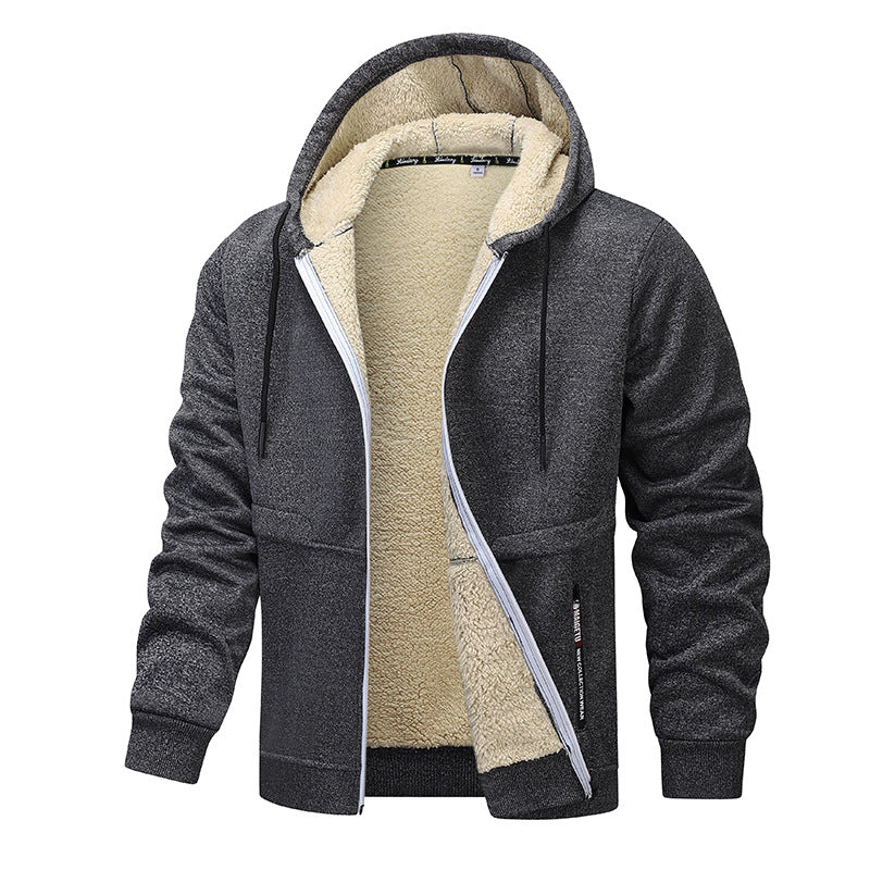 Men's sherpa lined zip-up hoodie jacket, view 4 - MRSLM