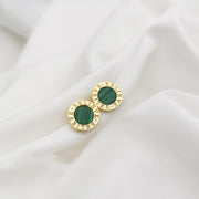 roman numeral malachite earrings, view 7 - MRSLM
