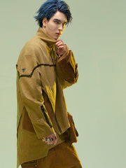 asymmetric sandstone cotton coat, view 2 - MRSLM