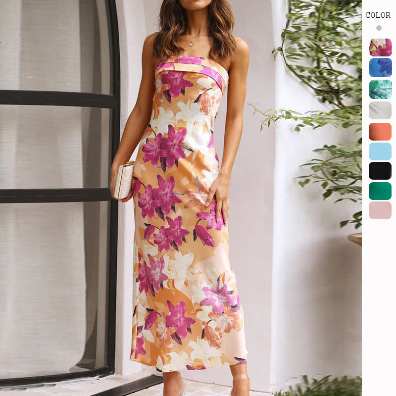 backless printed dress, view 16 - MRSLM
