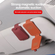 magnetic leather car sunglass holder, view 7 - MRSLM