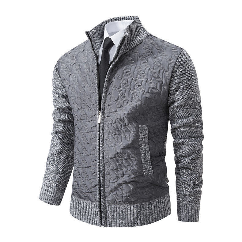 Men's stand collar knit sweater jacket - MRSLM