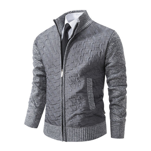 Men's stand collar knit sweater jacket - MRSLM