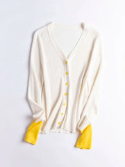 Wool blend V-neck cardigan, view 2 - MRSLM