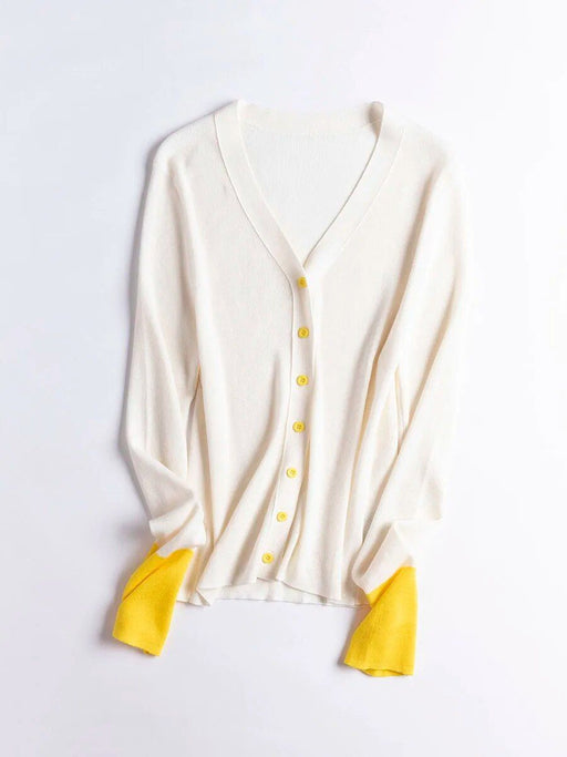 Wool blend V-neck cardigan, view 2 - MRSLM