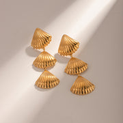 gold plated geometric shell earrings, view 10 - MRSLM