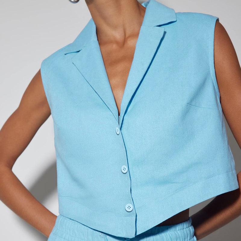 vest and high waist wide leg pants suit, view 6 - MRSLM