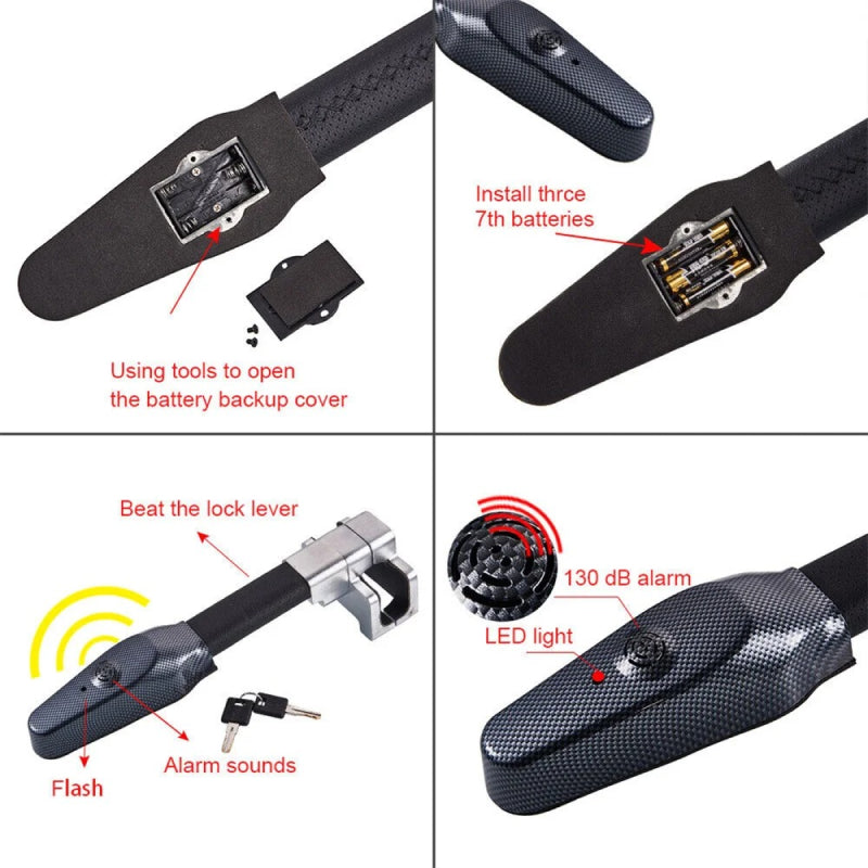 anti-theft steering wheel lock with alarm, view 4 - MRSLM