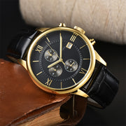 casual leather belt quartz watch, view 3 - MRSLM