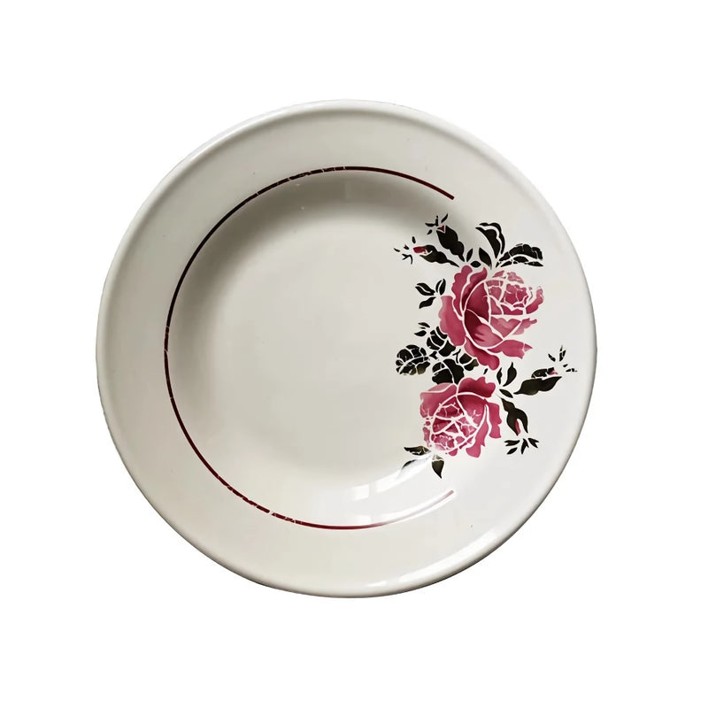 retro rose ceramic plate, view 3 - MRSLM