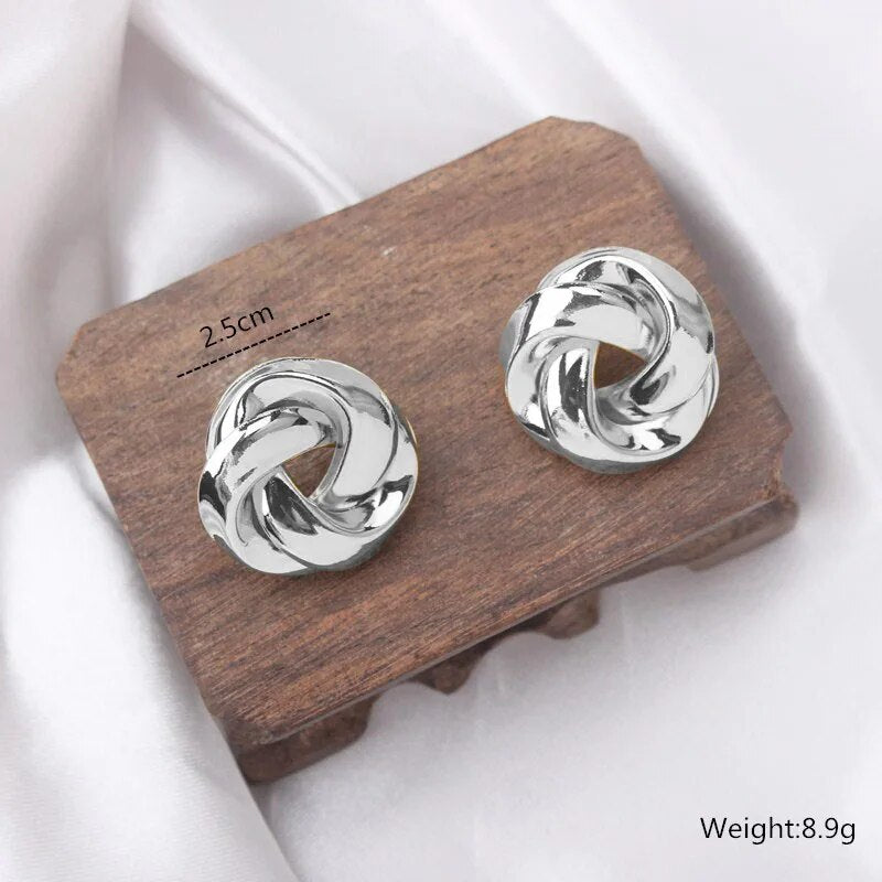 Gold spiral drop earrings, view 4 - MRSLM