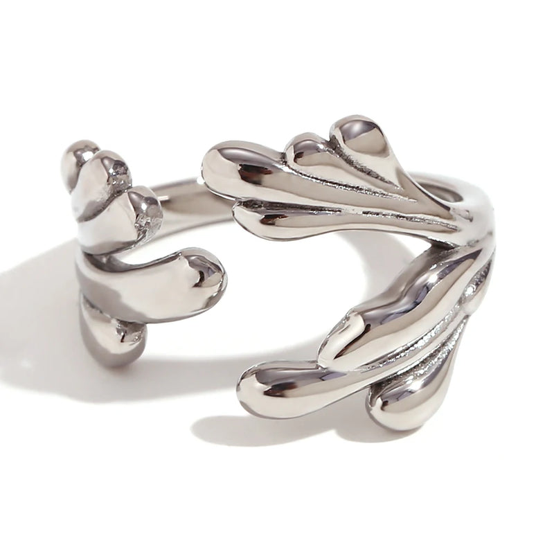 adjustable 18k gold plated ocean-inspired ring, view 3 - MRSLM