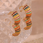 colorful enamel textured hoop earrings, view 8 - MRSLM