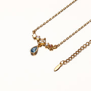 S925 silver 14K gold-plated blue drop necklace, view 2 - MRSLM
