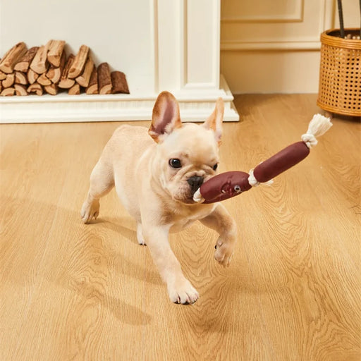cotton rope vinyl sausage dog chew toy - MRSLM