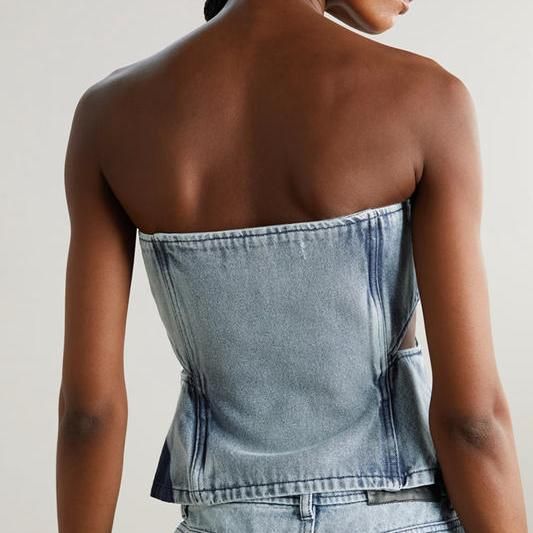 summer chic denim tank top, view 4 - MRSLM
