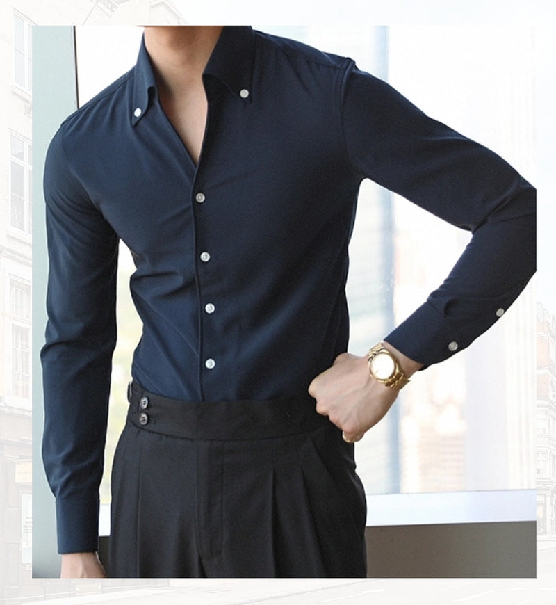 Autumn Italian Collar Young Men's Shirt