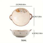 Cat design ceramic soup bowl with handle, view 3 - MRSLM