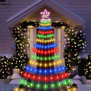 Multicolor waterfall Christmas tree lights with star topper, view 8 - MRSLM