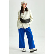 leather crossbody half-moon fanny pack, view 9 - MRSLM