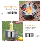 Stainless steel camping cookware set, view 8 - MRSLM