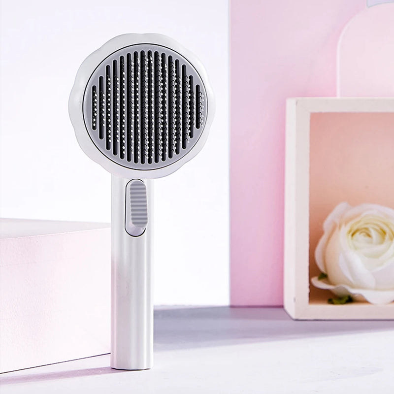 self-cleaning pet grooming comb, view 2 - MRSLM