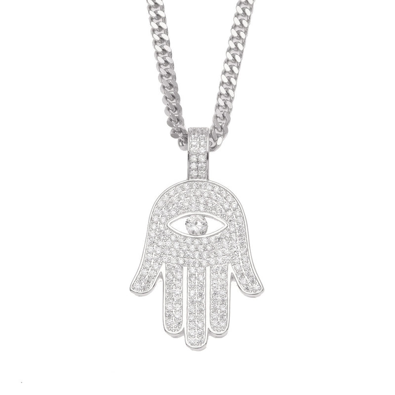 zircon Fatima hand pendant necklace, view 7 - MRSLM