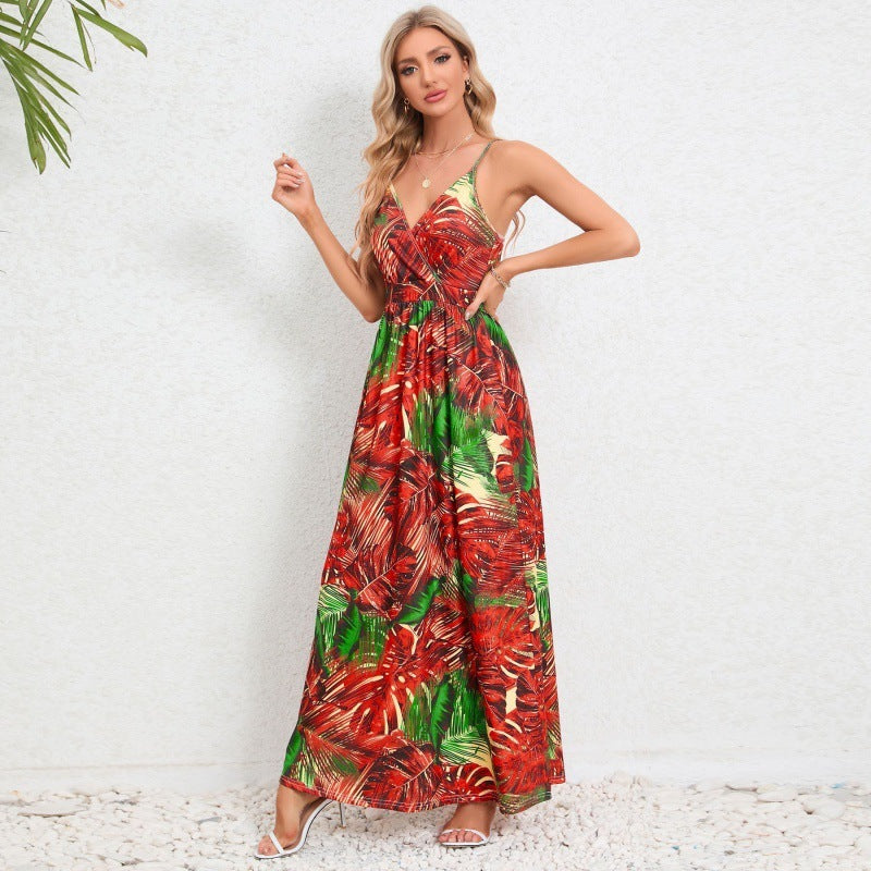 backless floral suspender dress - MRSLM