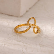 Gold wave ring for women, view 9 - MRSLM