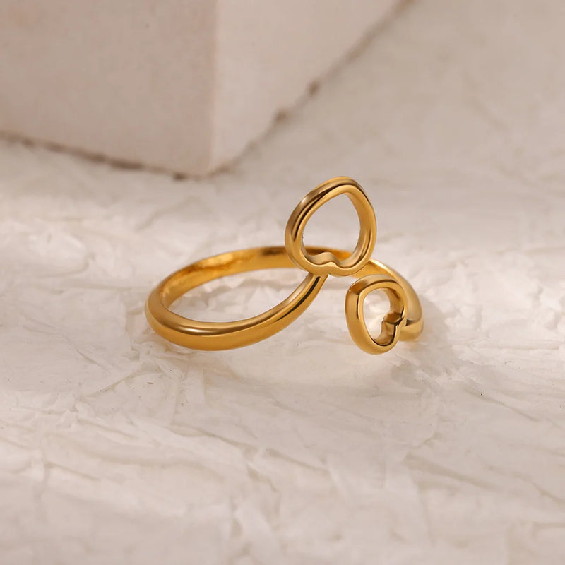 Gold wave ring for women, view 9 - MRSLM
