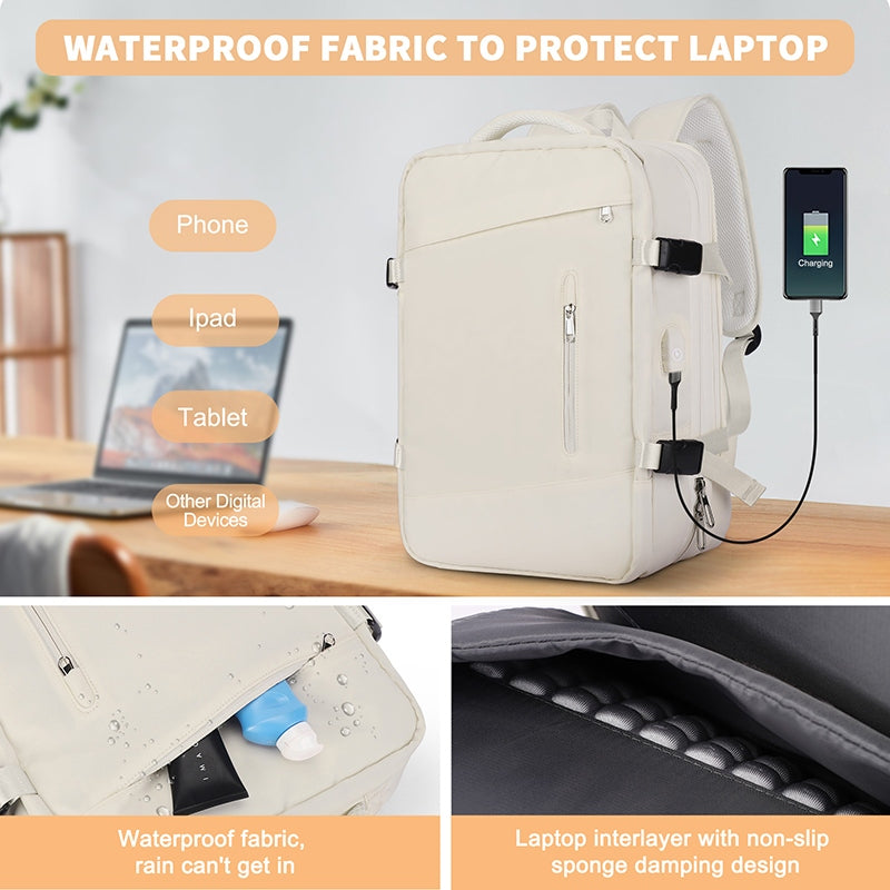 expandable travel laptop backpack, view 6 - MRSLM