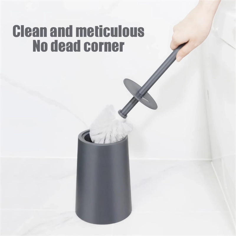 modern black toilet brush with lid and base, view 7 - MRSLM