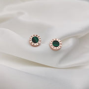 roman numeral malachite earrings, view 2 - MRSLM