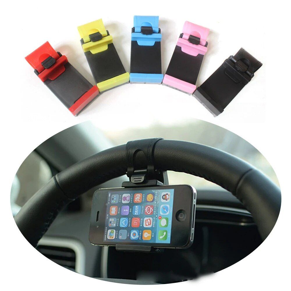 Universal Car &amp; Bike Steering Wheel Phone Mount - GPS/Navigation Holder