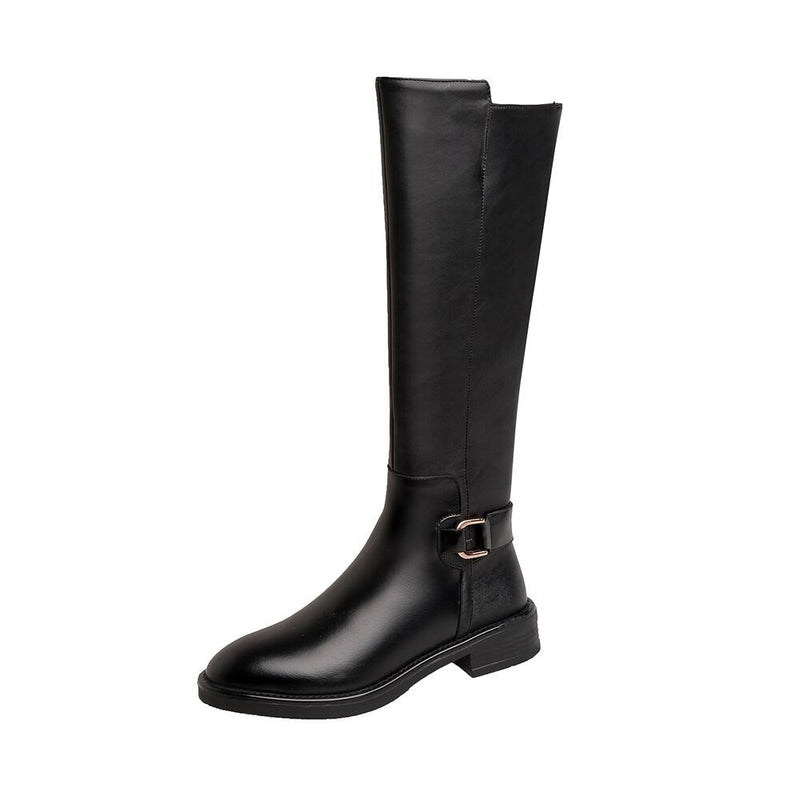 Women's black knee high riding boots, view 10 - MRSLM