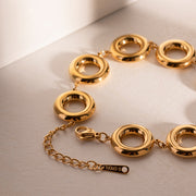 gold doughnut bangle bracelet, view 5 - MRSLM