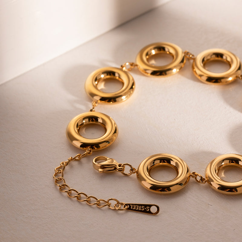 gold doughnut bangle bracelet, view 5 - MRSLM