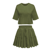 loose crew neck top and skirt set, view 10 - MRSLM