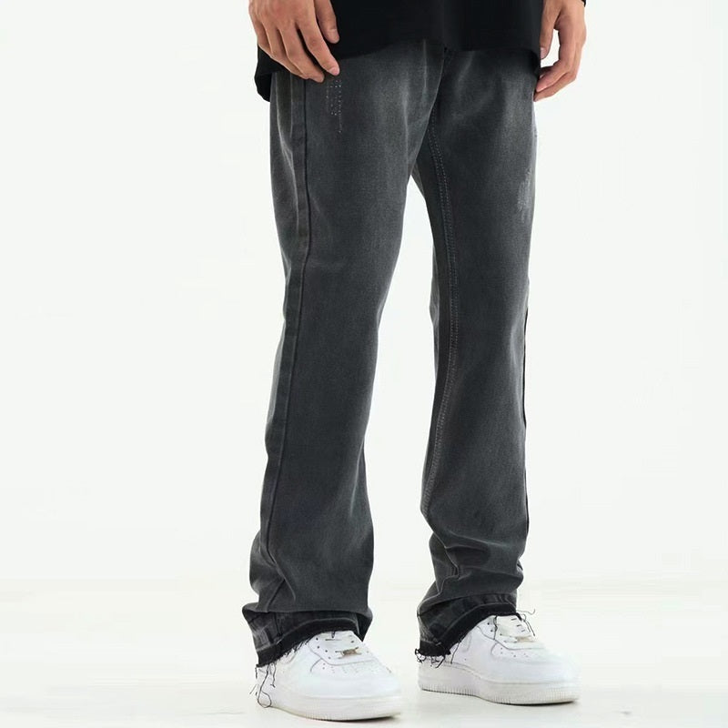Micro Flared Fringe Worn Jeans Men's