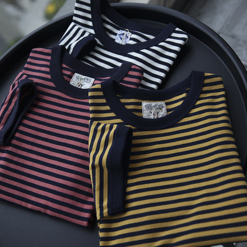 Retro striped cotton T-shirt, view 2 - MRSLM